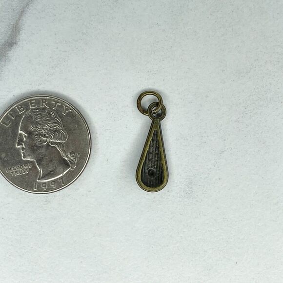 Bronze Tone Small Studded Teardrop Upcycled Pendant Charm - Picture 3 of 5